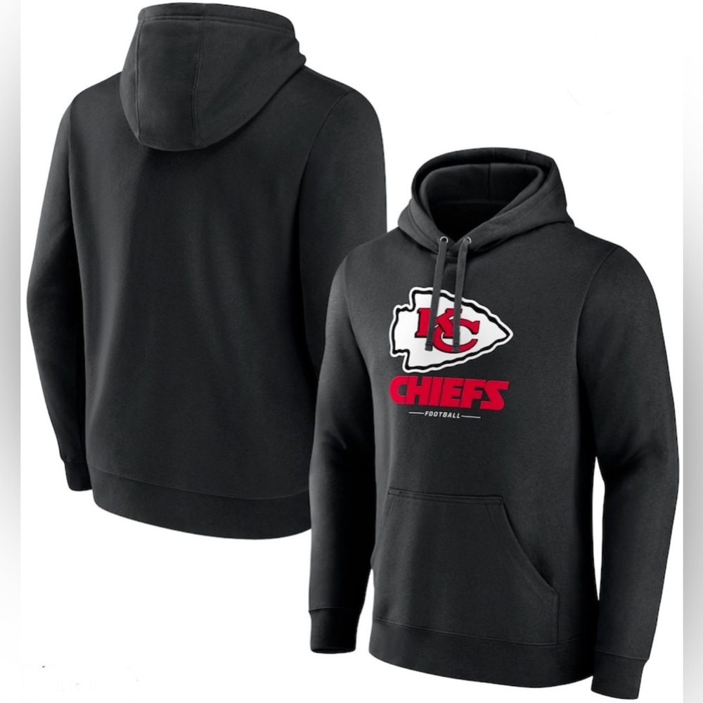 Men's XL Kansas City Chiefs Black Logo Team Lockup
Fitted Pullover Hoodie NEW
